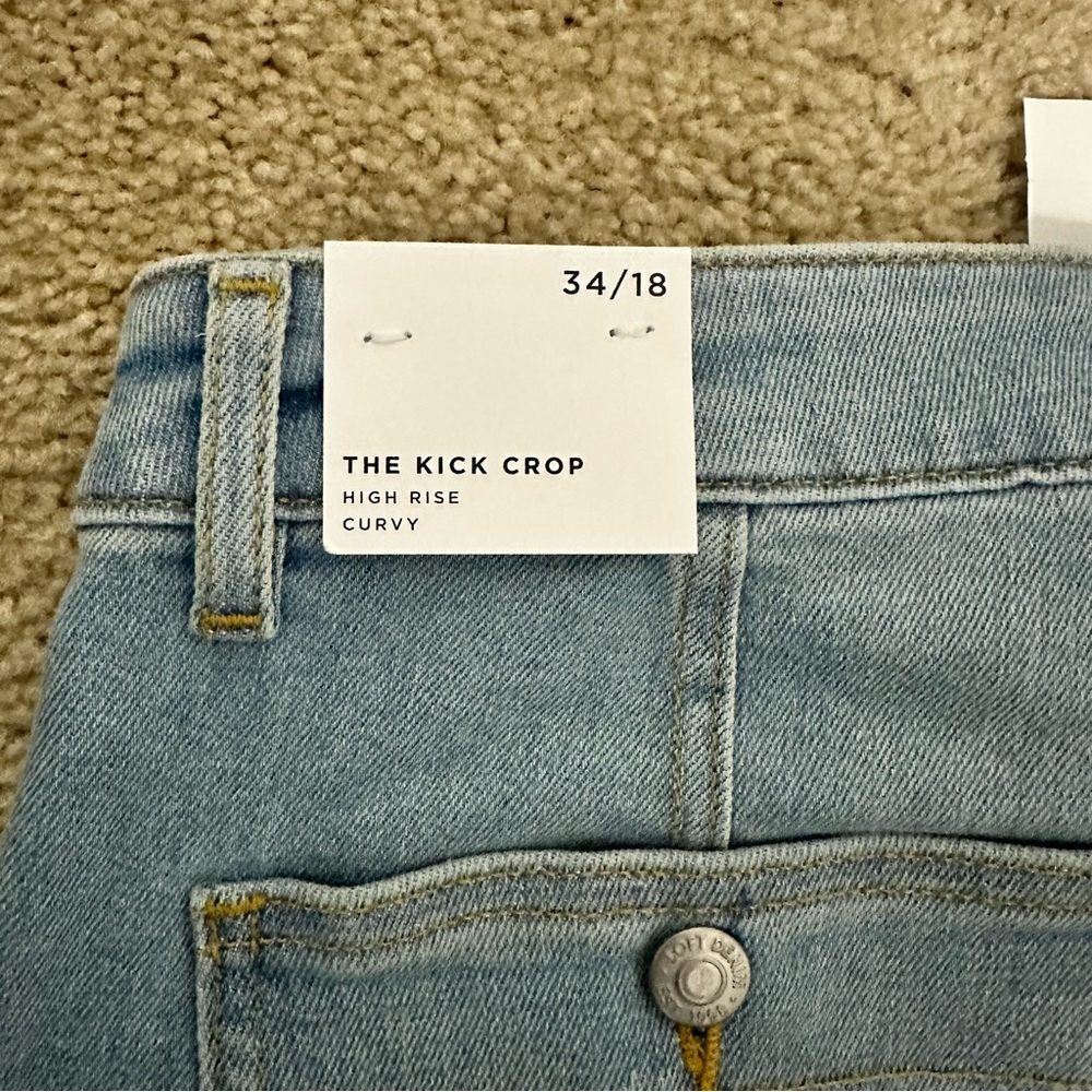 LOFT Curvy Patch Pocket Kick Crop Jeans In Bright Vintage Wash Size 18 NWT - Picture 6 of 13